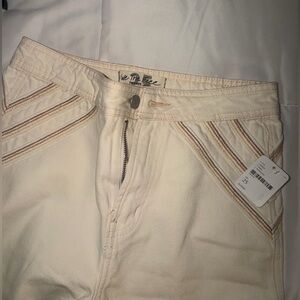 We The Free Cream High-Rise Jeans with Striped Pocket Trim